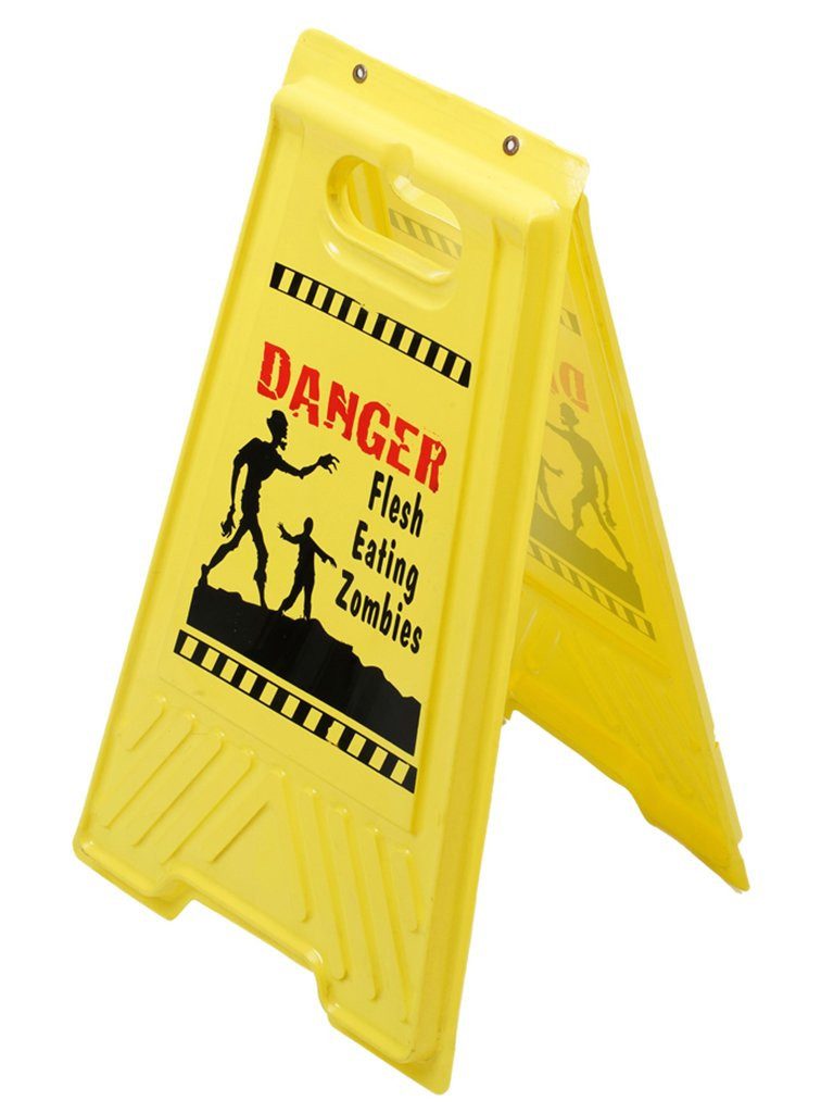 CHAKS Dekoobjekt Danger Zombie Warnschild - Halloween Deko Outdoor, Halloween Deko Outdoor