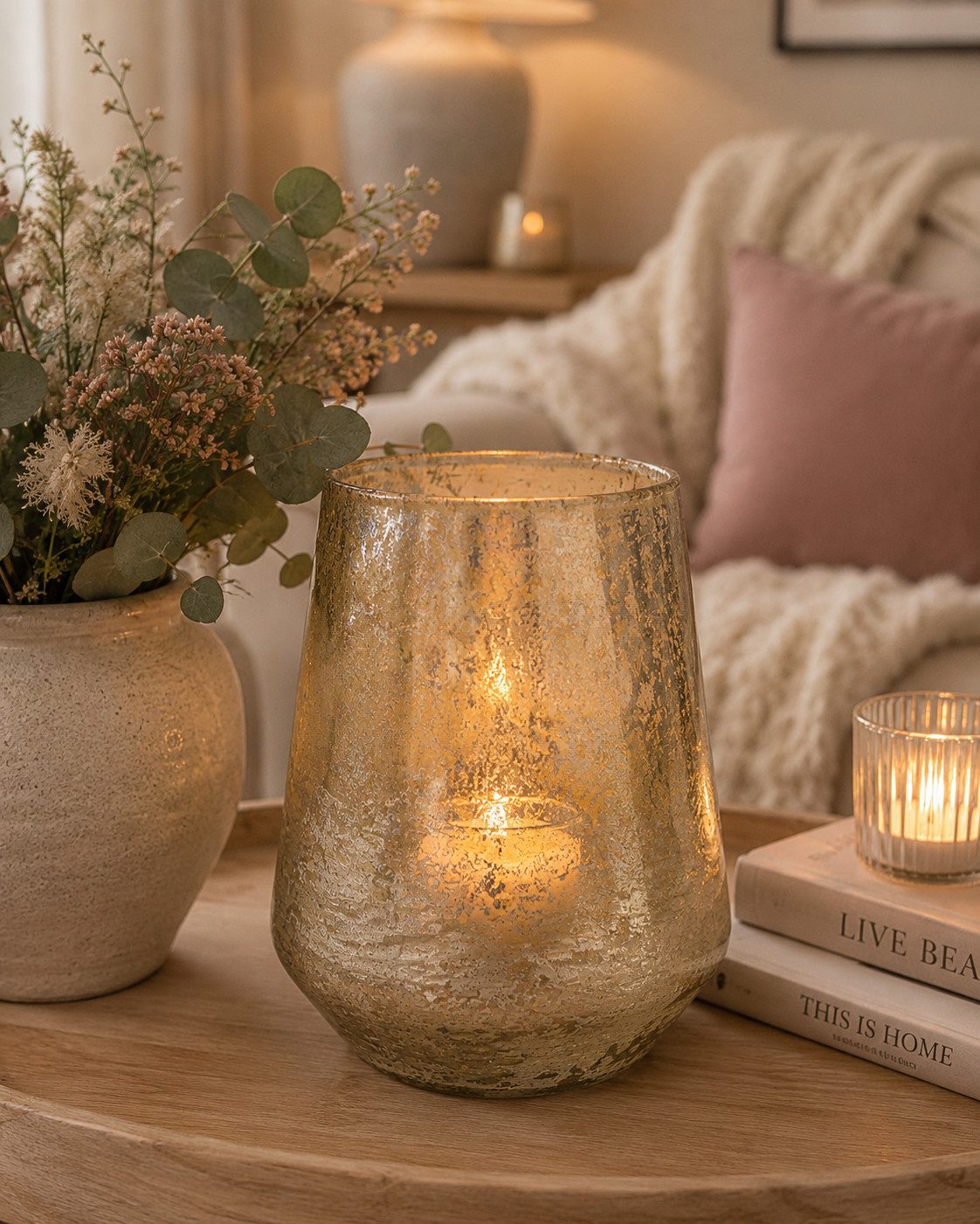 finehomegarden Windlicht Glas Grün-Silber Ø16cm H20cm Besprühtes Glas mit edlem Farbverlauf (1 St), Teelicht- & Kerzenglas für Wohnraum, Tisch und saisonale Dekoration