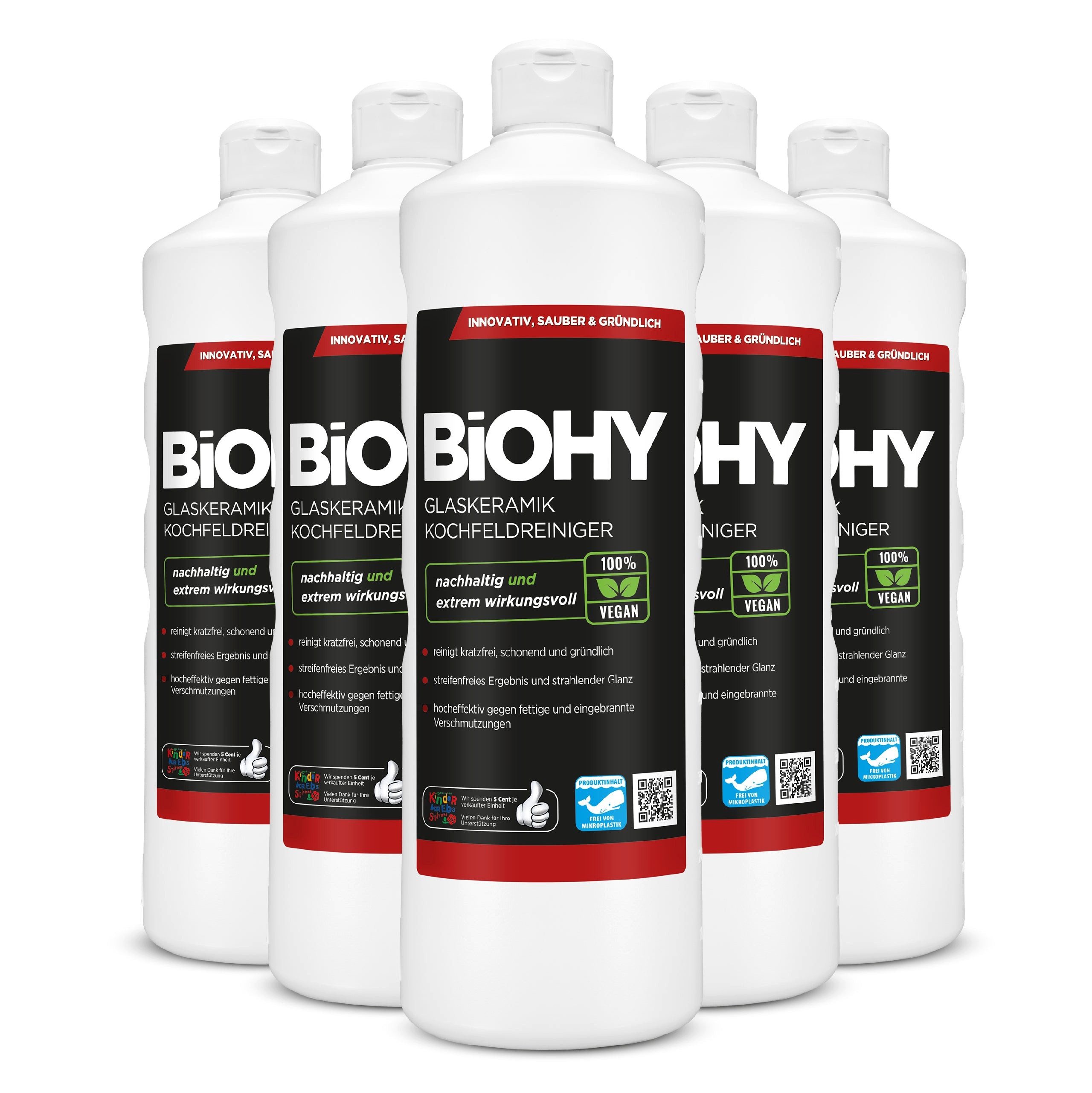 BiOHY Glaskeramik Kochfeldreiniger 6er Pack (6 x 1 Liter Flasche) Glasreiniger (6-St)
