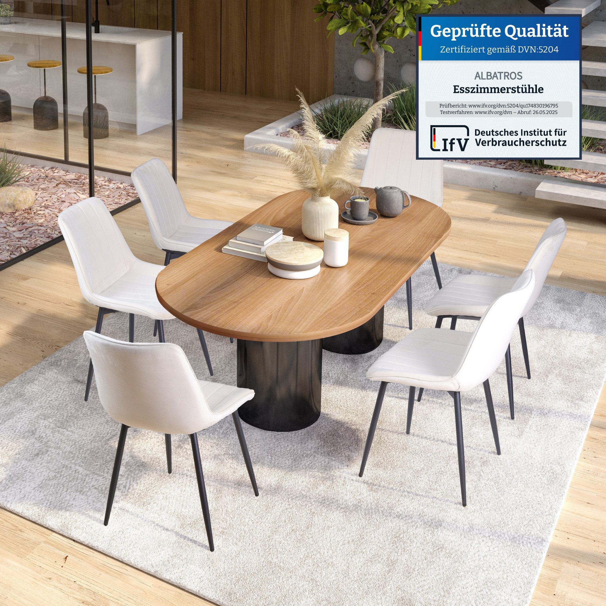 Albatros International Esszimmerstuhl BOSA Samtstuhl Beige günstig online kaufen