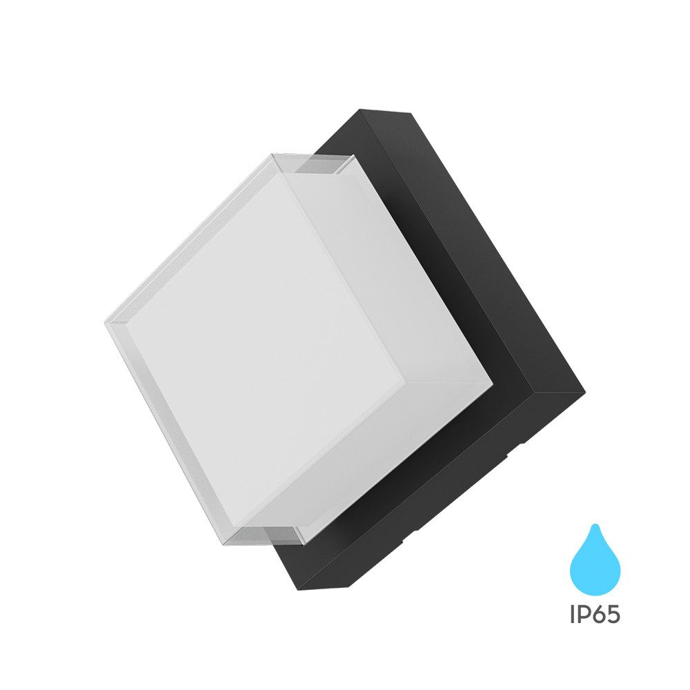 Braytron LED Deckenleuchte LED 15W Eckig Wandleuchte Außenwandleuchte Balkon Eingang Tre, LED fest integriert, Warmweiß, IP65 wasserdicht, LED fest integriert, Für den Außenbereich geeignet