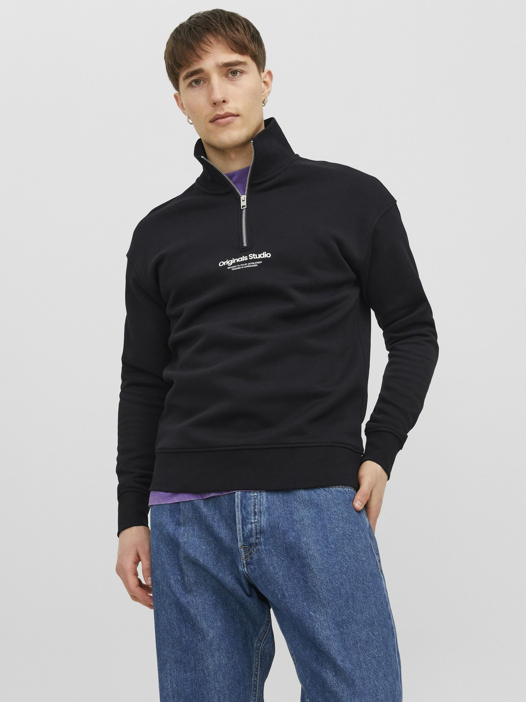 Jack & Jones Sweatshirt JORVESTERBRO SWEAT QUARTER ZIP HN NOOS im Troyer-Look