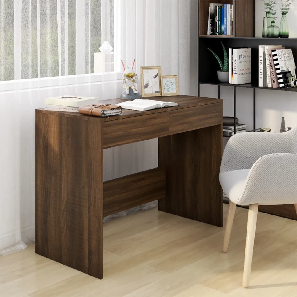 furnicato Schreibtisch Braun Eichen-Optik 101x50x76,5 cm günstig online kaufen