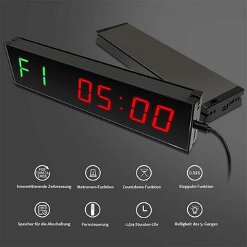 yozhiqu Intervall-Timer LED-, wandmontierte Ab-/Auf-Uhr-Stoppuhr (1-St) (1-St), für Wettkampftraining
