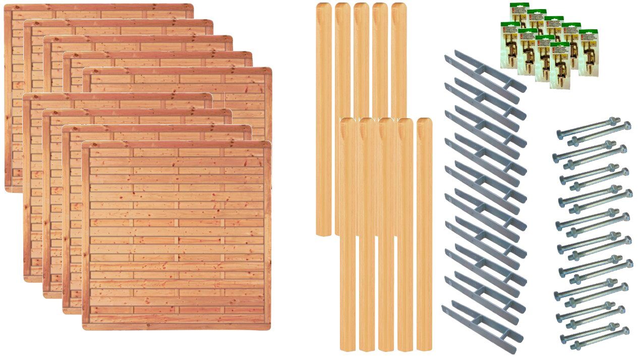 Tetzner & Jentzsch Dichtzaun Atlanta 7, (Set), 9 Elemente, LxH: 1710x180 cm