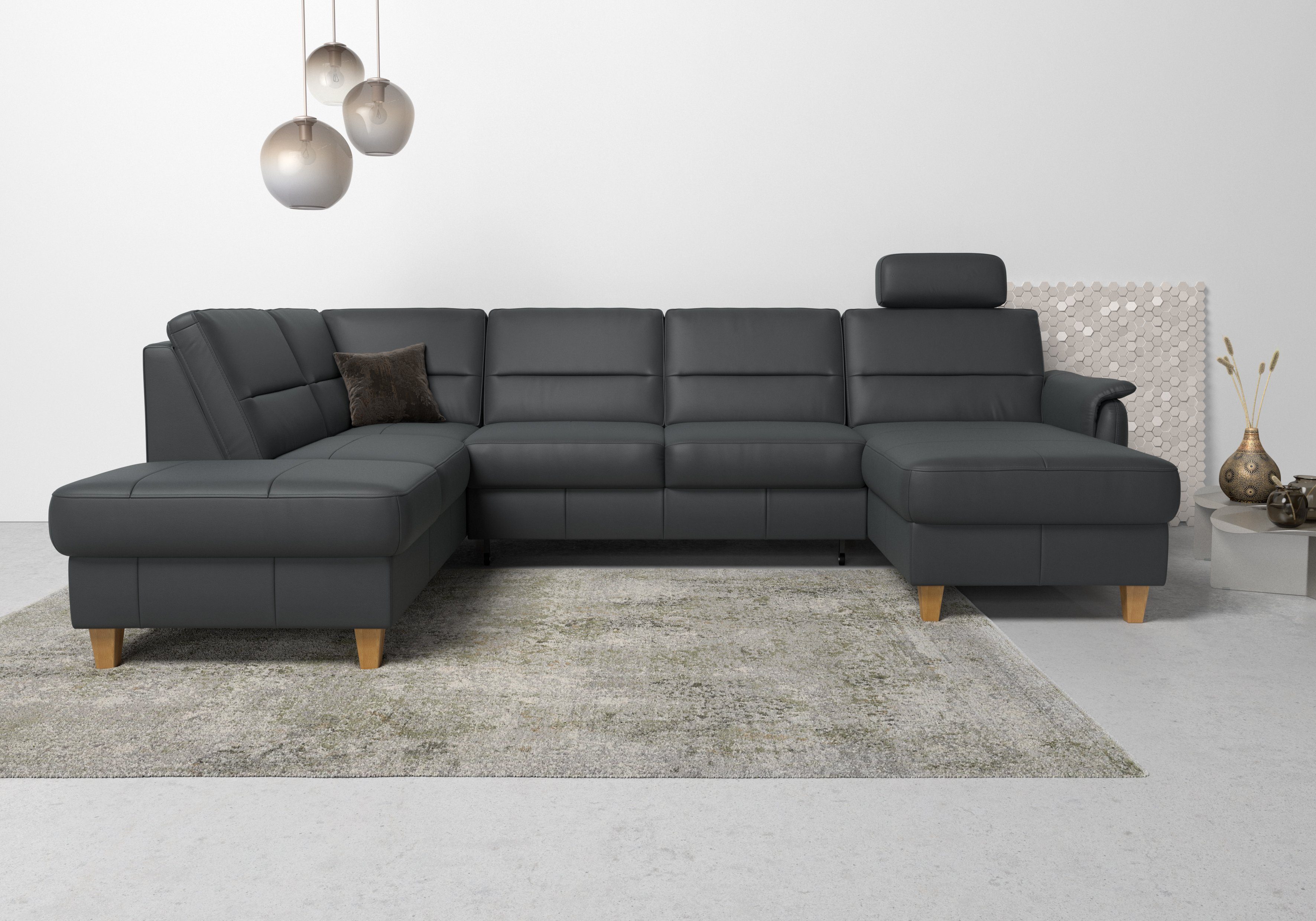 Home affaire Wohnlandschaft Palmera U-Form, B: 308 cm, optional Bettfunktion & Bettkasten, Federkern