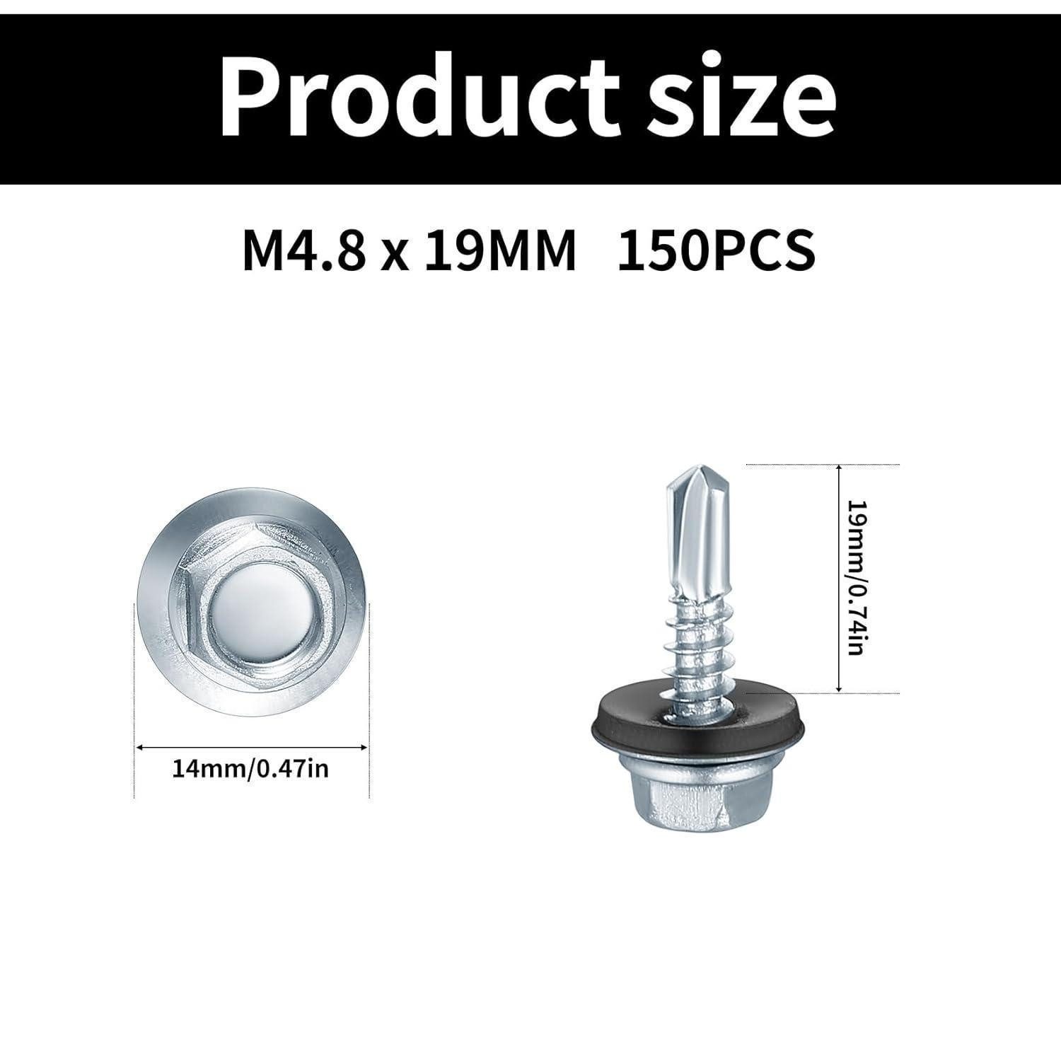 LuxusKollektion Spenglerschraube Trapezblechschrauben Sechskant Dichtung 4,8x19mm 150 Stk 150-M4.8x19mm