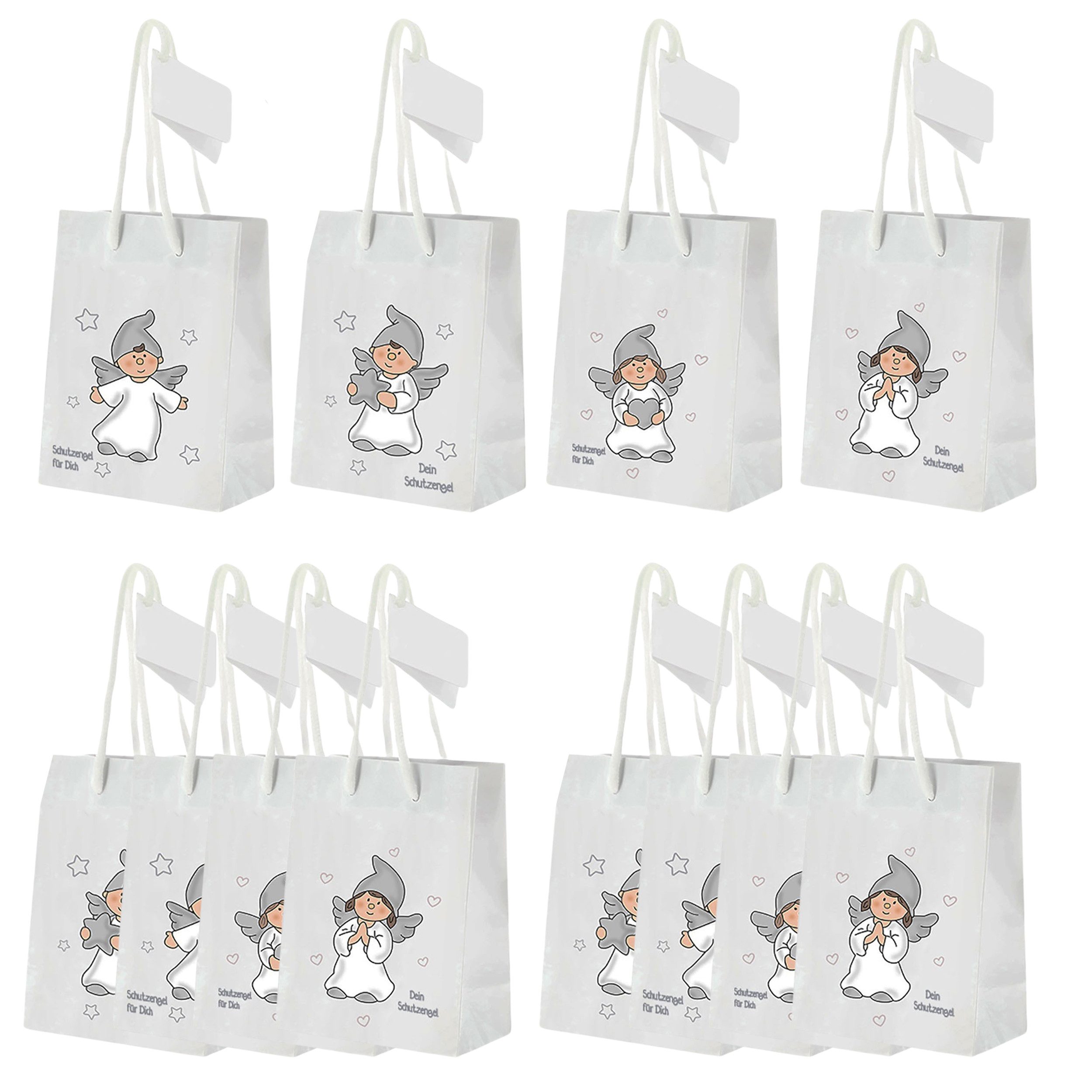 Geschenkbox 12 x Geschenktüten Schutzengel Papiertüten mit Henkel Geschenktaschen