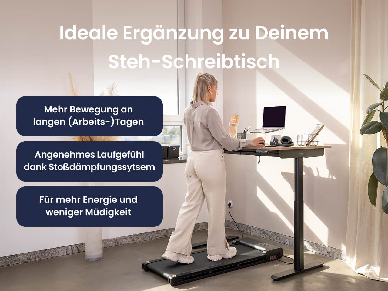 Ergotopia Laufband Ergotopia Walking Pad, leises Laufband für Zuhause und Büro, LED Display (Zeit, Distanz, Kalorien, Geschwindigkeit)