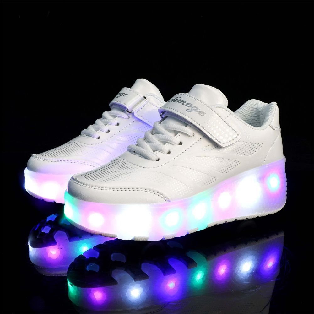 HUSK'SWARE Rollschuhe, (Vielseitige Anpassungsmöglichkeiten, strapazierfähig und langlebig, Komfortsteigerung, Hochleistungsrollen), Zwei-in-Eins-Rollschuhe,Leuchtende Rollschuhe für Kinder