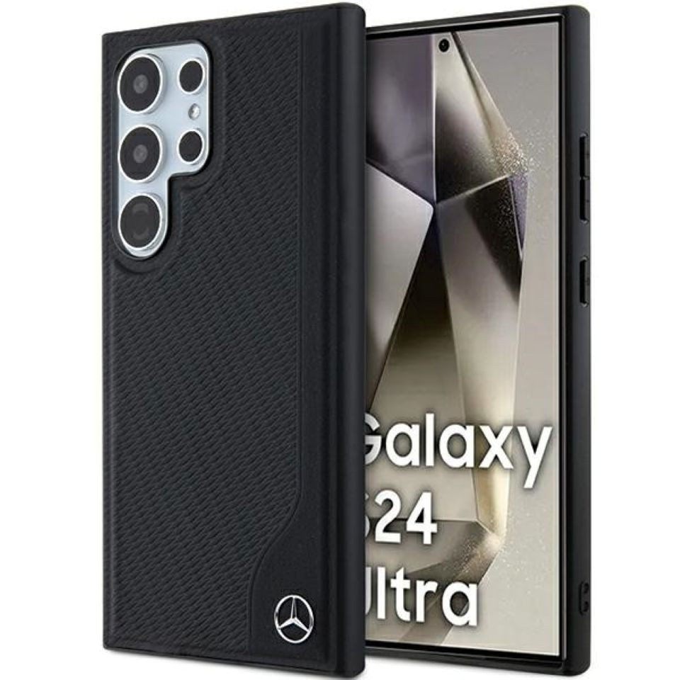 Mercedes Benz Handyhülle Case Galaxy S24 Ultra Echtleder MagSafe schwarz Stern 6,8 Zoll, Kantenschutz