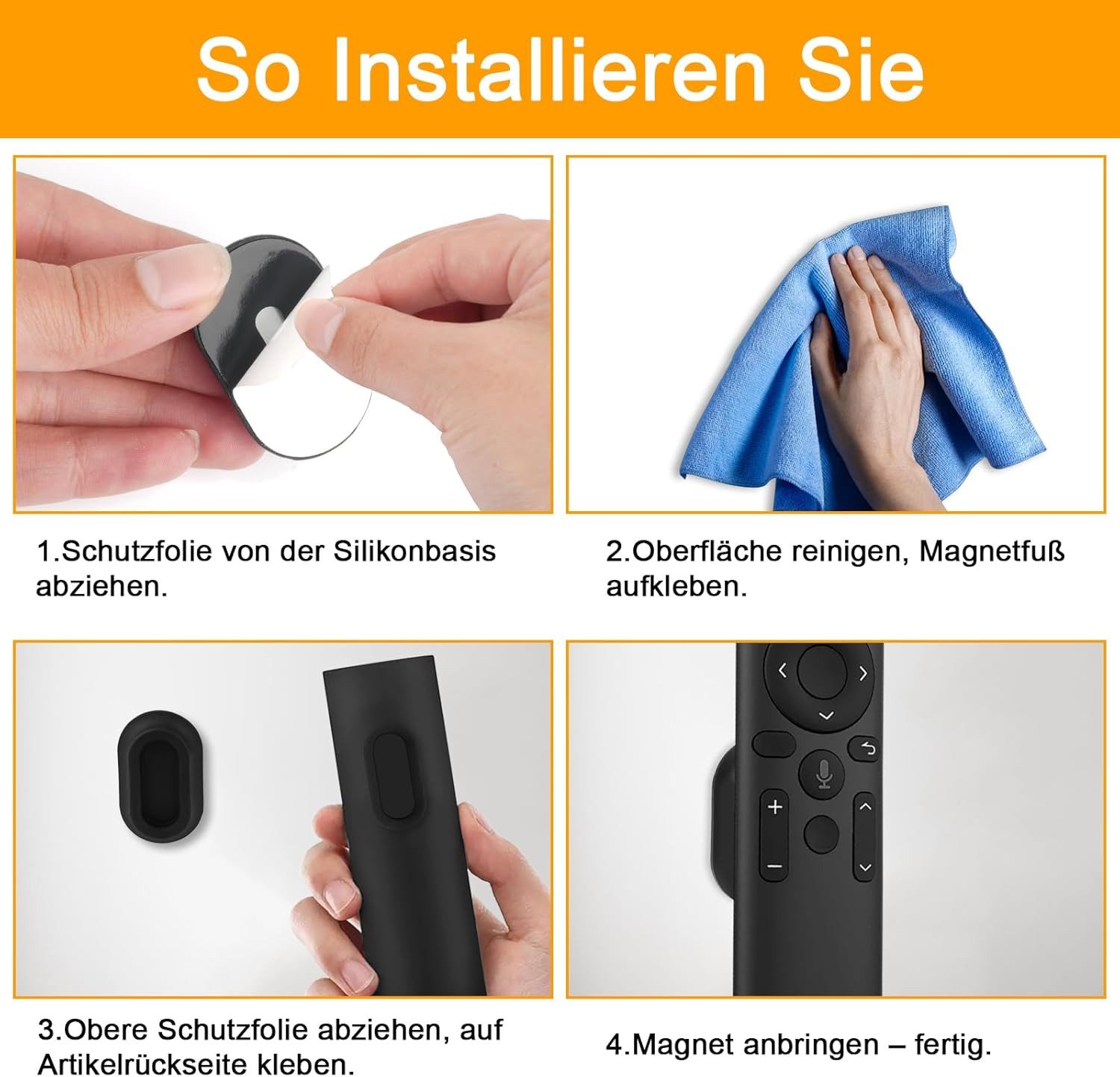 FELIXLEO Magnethalter 5er Magnetischer Fernbedienungshalter Mit Silikon Schwarz (1-St) – Bild 5 von 5