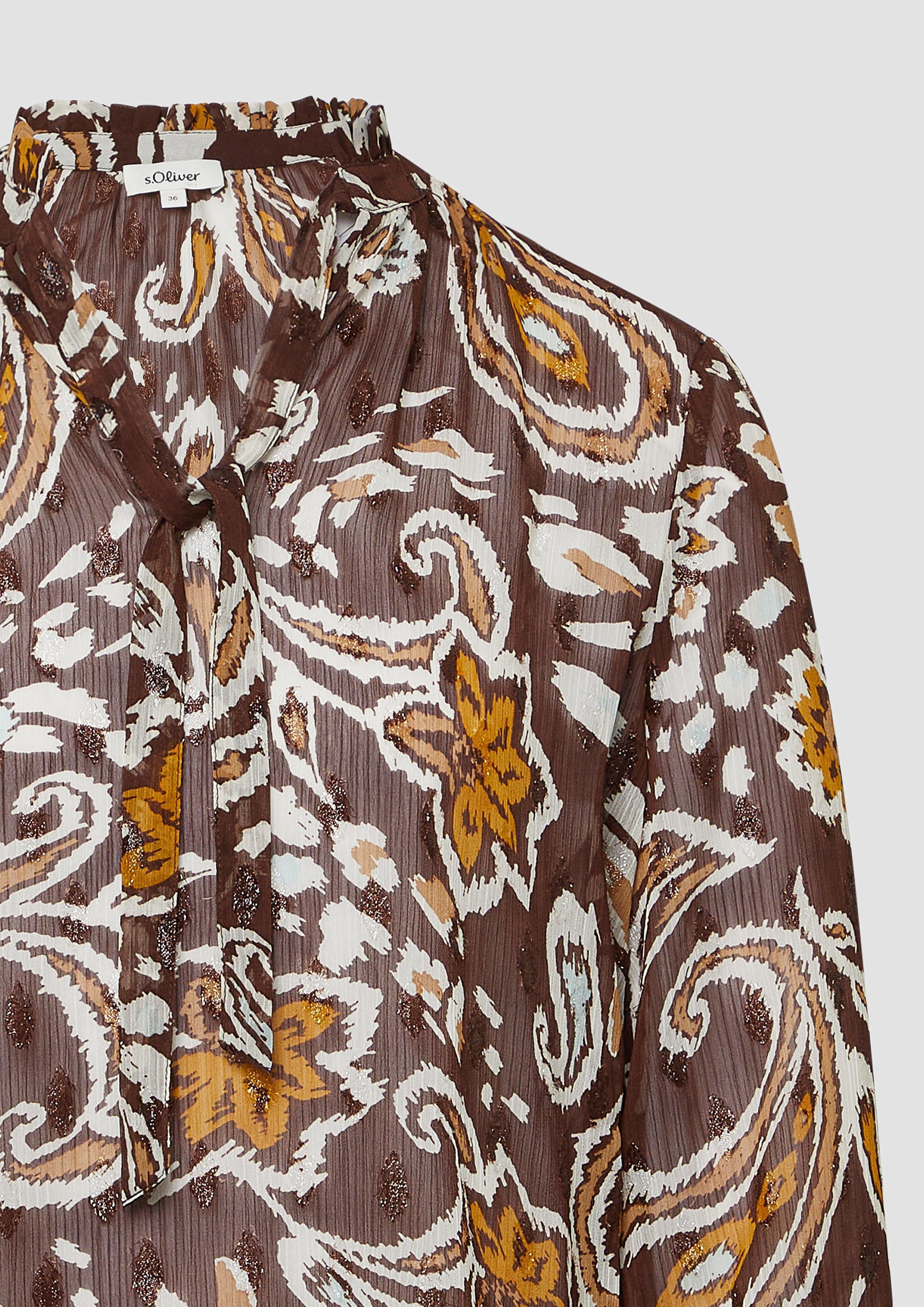 s.Oliver Langarmbluse Semitransparente Chiffon-Bluse mit All-over-Print günstig online kaufen