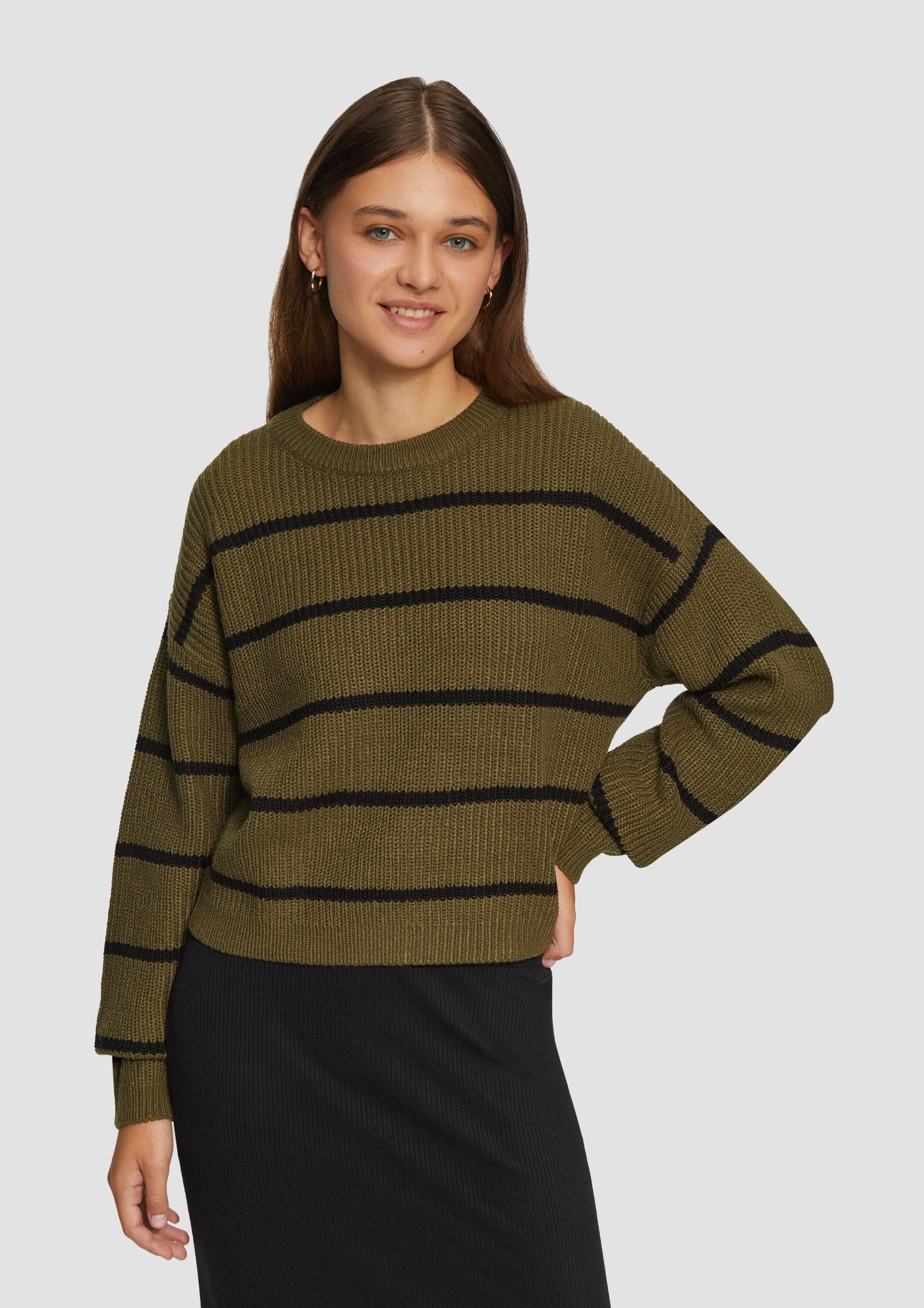 QS Longpullover Strickpullover Strickpullover mit Ringeln
