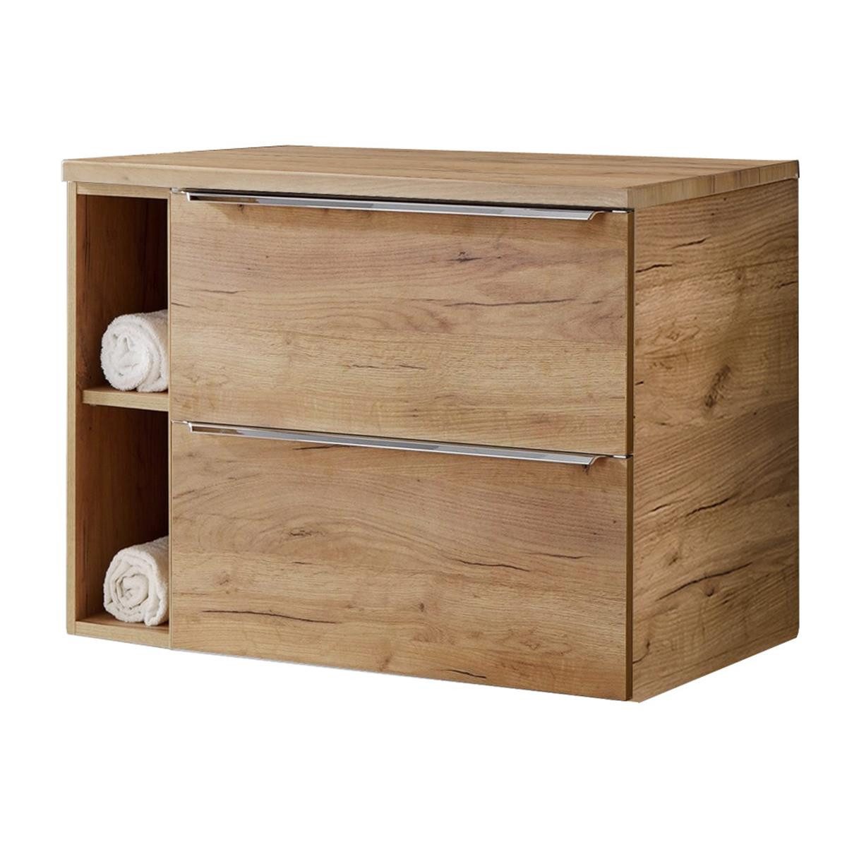 Lomadox Waschbeckenschrank TOSKANA-56 Wotaneiche 81/59,5/46 cm günstig online kaufen