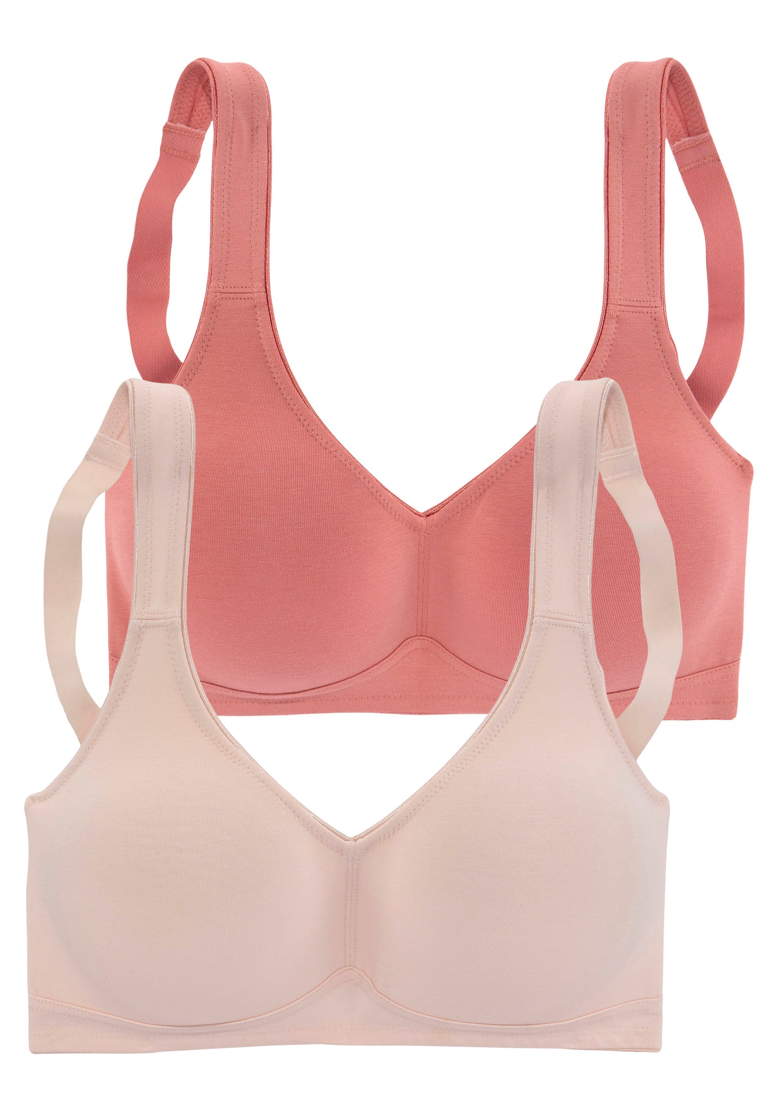 petite fleur by Lascana Entlastungs-BH, BH ohne Bügel, Baumwoll BH (Packung, 2 Stück) mit breiten Trägern, große Größen, bequemer BH – Bild 2 von 5