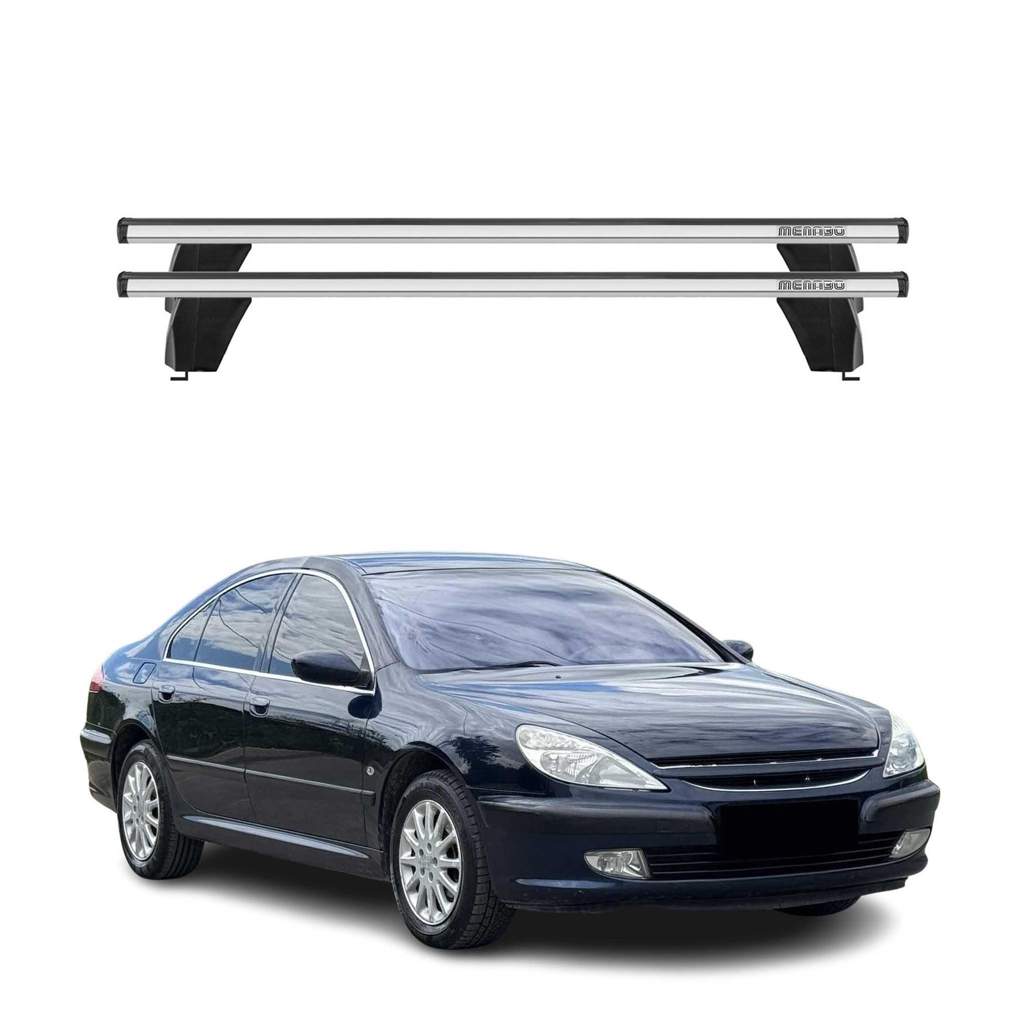 OMAC Dachträger Grundträger für Peugeot 607 2005-2010 Querträger ABE Alu Grau (2-St), Wasserbeständig,Abnehmbar,Multifunktional,Leichtgewichtig