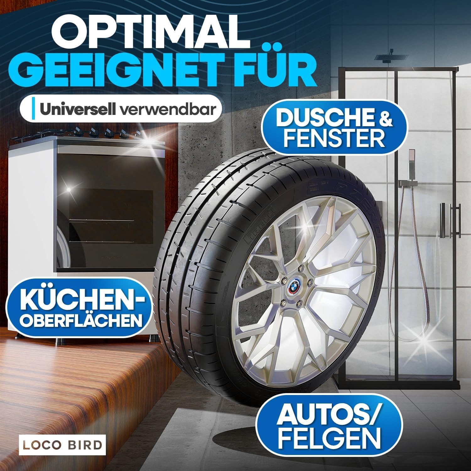 Loco Bird Mikrofasertücher Auto 1100 GSM, extrem saugstarke Trockentuch Mikrofasertuch (40x40 cm, 3-tlg., flauschig weiches Trockentuch Auto - Microfasertuch für Autopflege, Streifenfreie und fusselfreie Reinigung sowie Politur von Oberflächen)