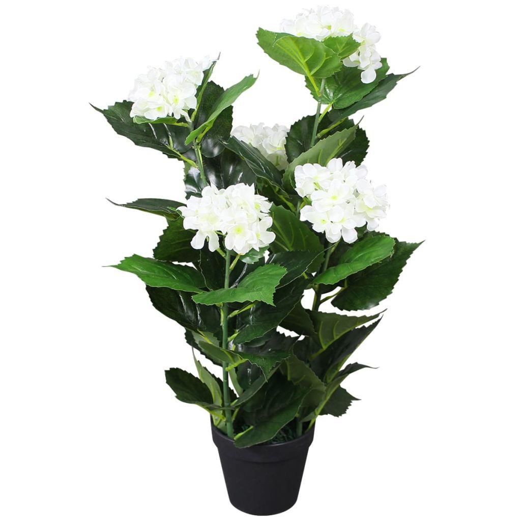 Künstliche Zimmerpflanze Künstliche Hortensie mit Topf 60 cm Weiß Pflanze realistisch echt