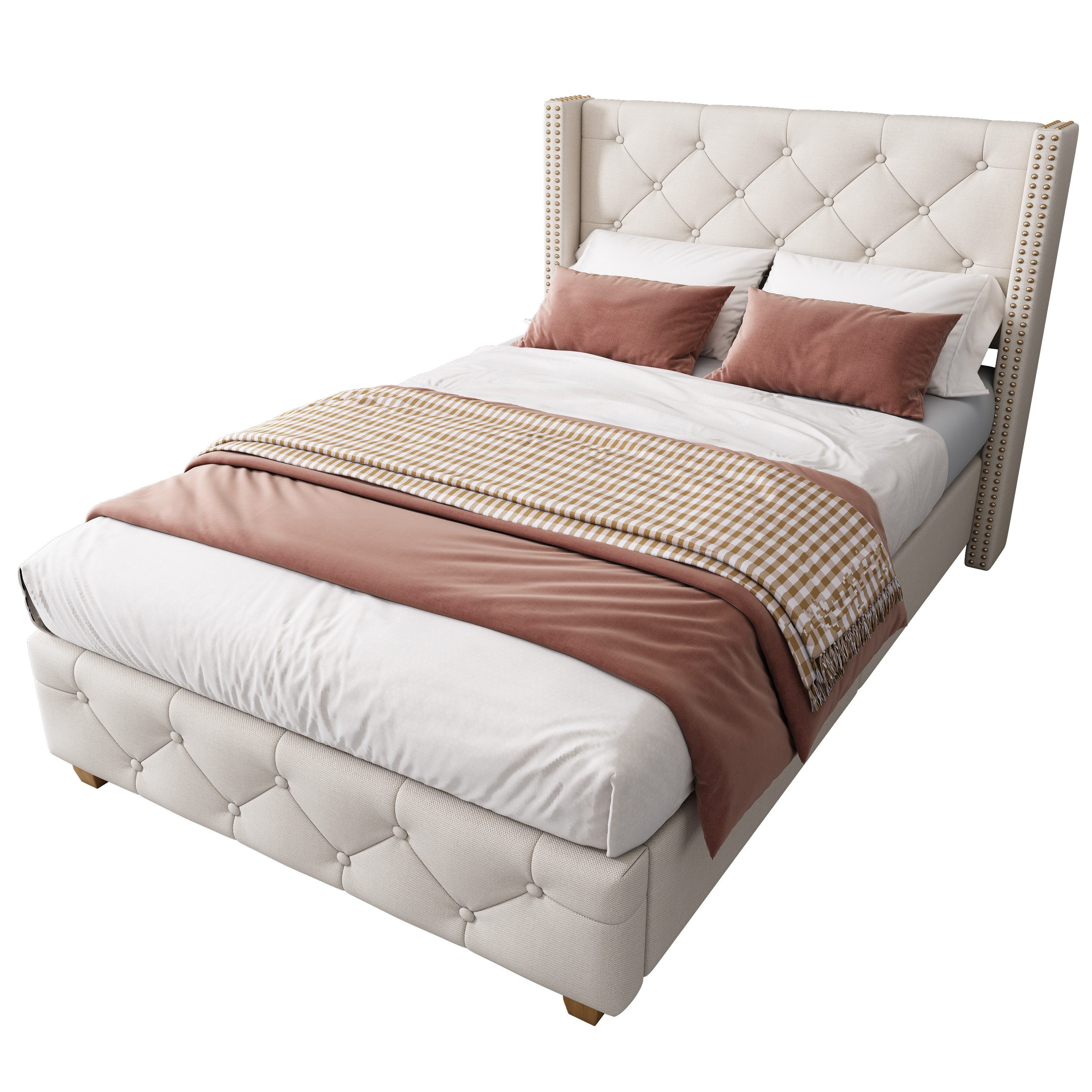 Flieks Polsterbett, Massivholz Einzelbett 90x200cm mit günstig online kaufen