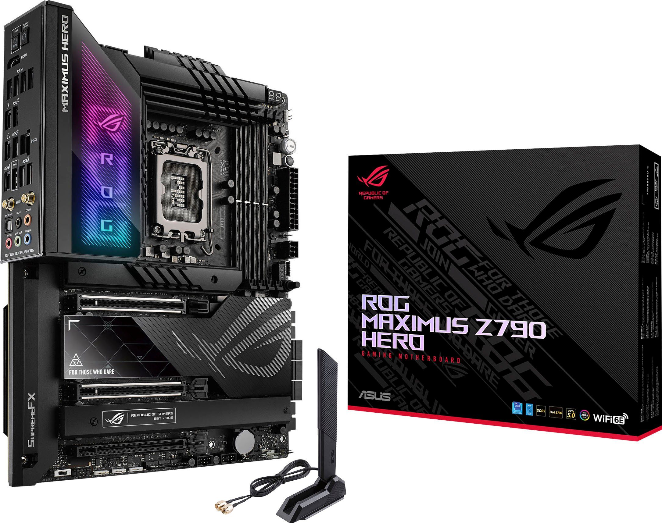 Asus ROG MAXIMUS Z790 Mainboard, 5x 4 WiFi PCIe DDR5 Speicher, 5.0, Thunderbolt 6E, HERO M.2