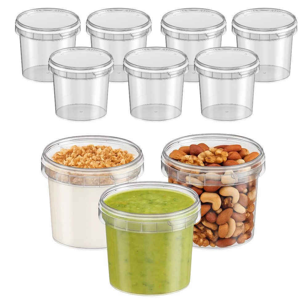 mikken Frischhaltedose 365 ml mit Deckel Plastikdose Lebensmittelbox Feinkostbecher, (Spar-Set, 10-tlg., 10-100er Set), sicher für kalte und heiße Inhalte bis 95 °C