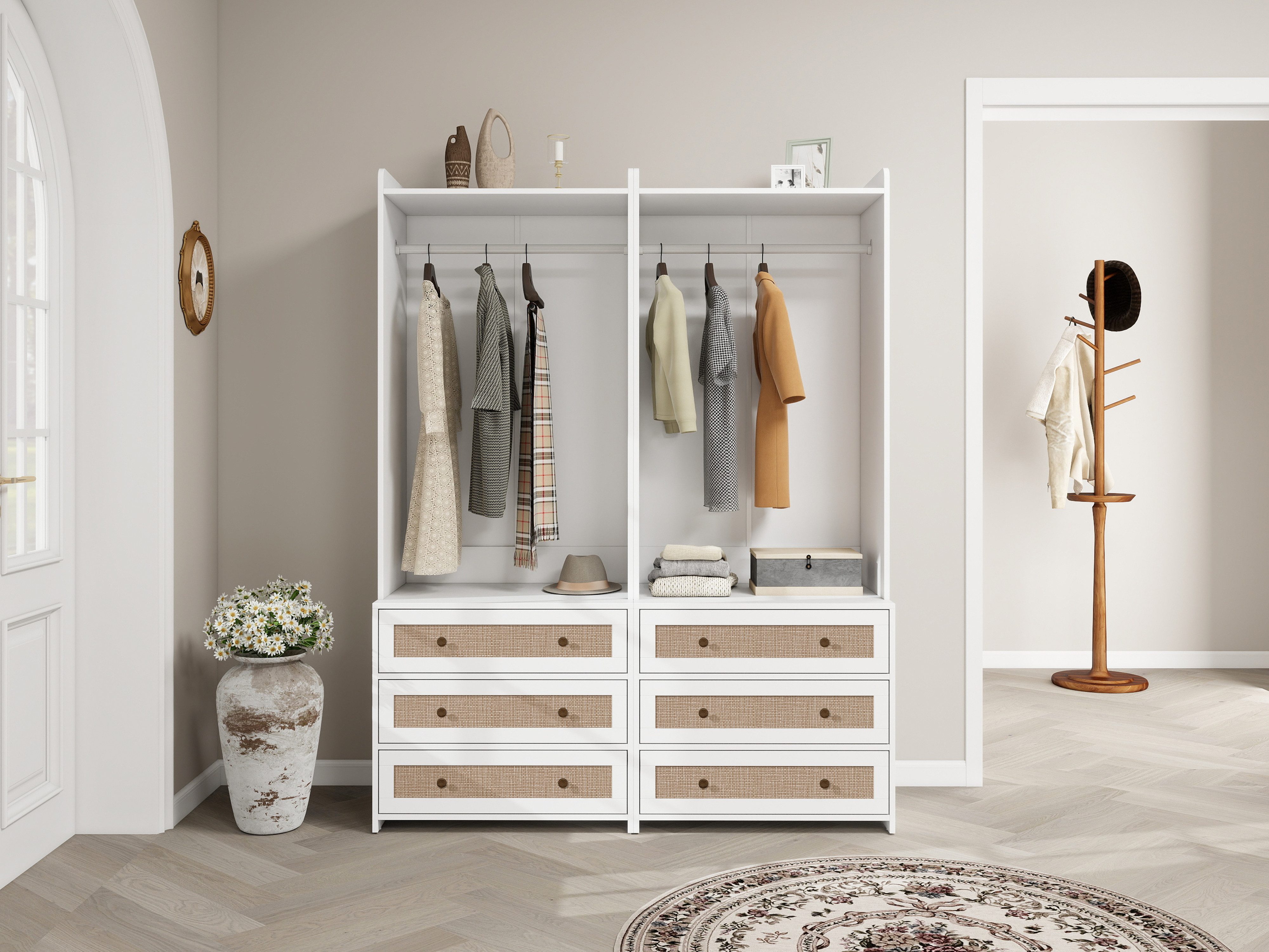 MODFU Kleiderschrank Garderobenschrank (mit 3 Schubladen günstig online kaufen