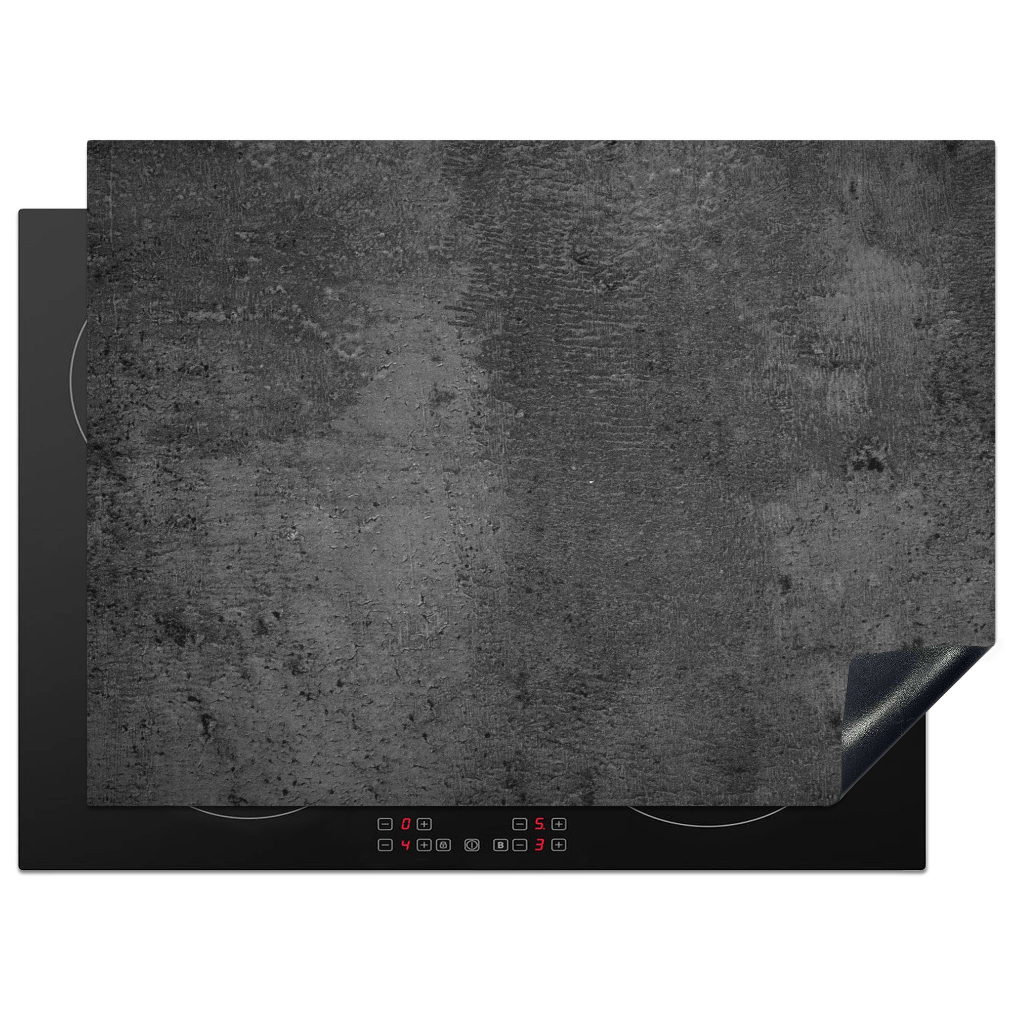 MuchoWow Herdblende-/Abdeckplatte Zement - Beton - Abdeckplatte für Kochfeld - Industrie -, Vinyl, (1 tlg), 70x52 cm, Mobile Arbeitsfläche nutzbar, Ceranfeldabdeckung