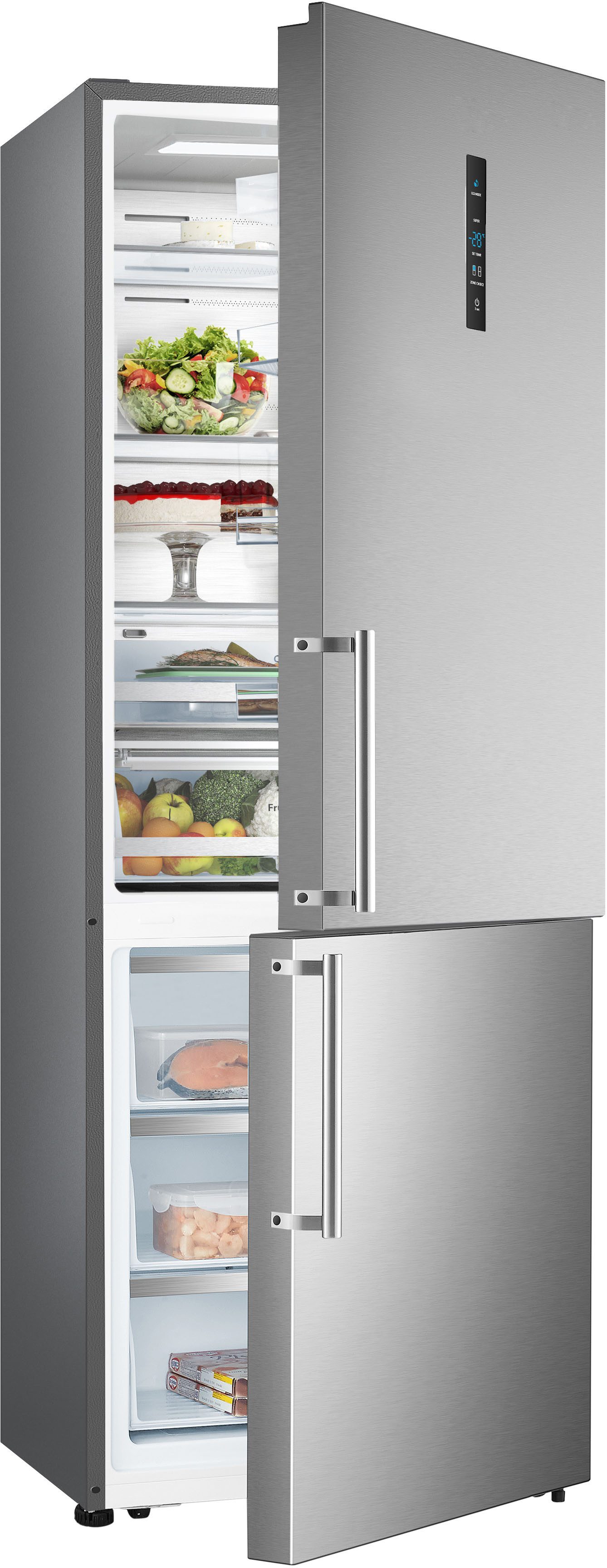 Hanseatic Kühl-/Gefrierkombination HKGK20070BNFI, 201,3 cm hoch, 70,4 cm breit, XL Volumen & NoFrost – mehr Platz und Frische für deine Lebensmittel