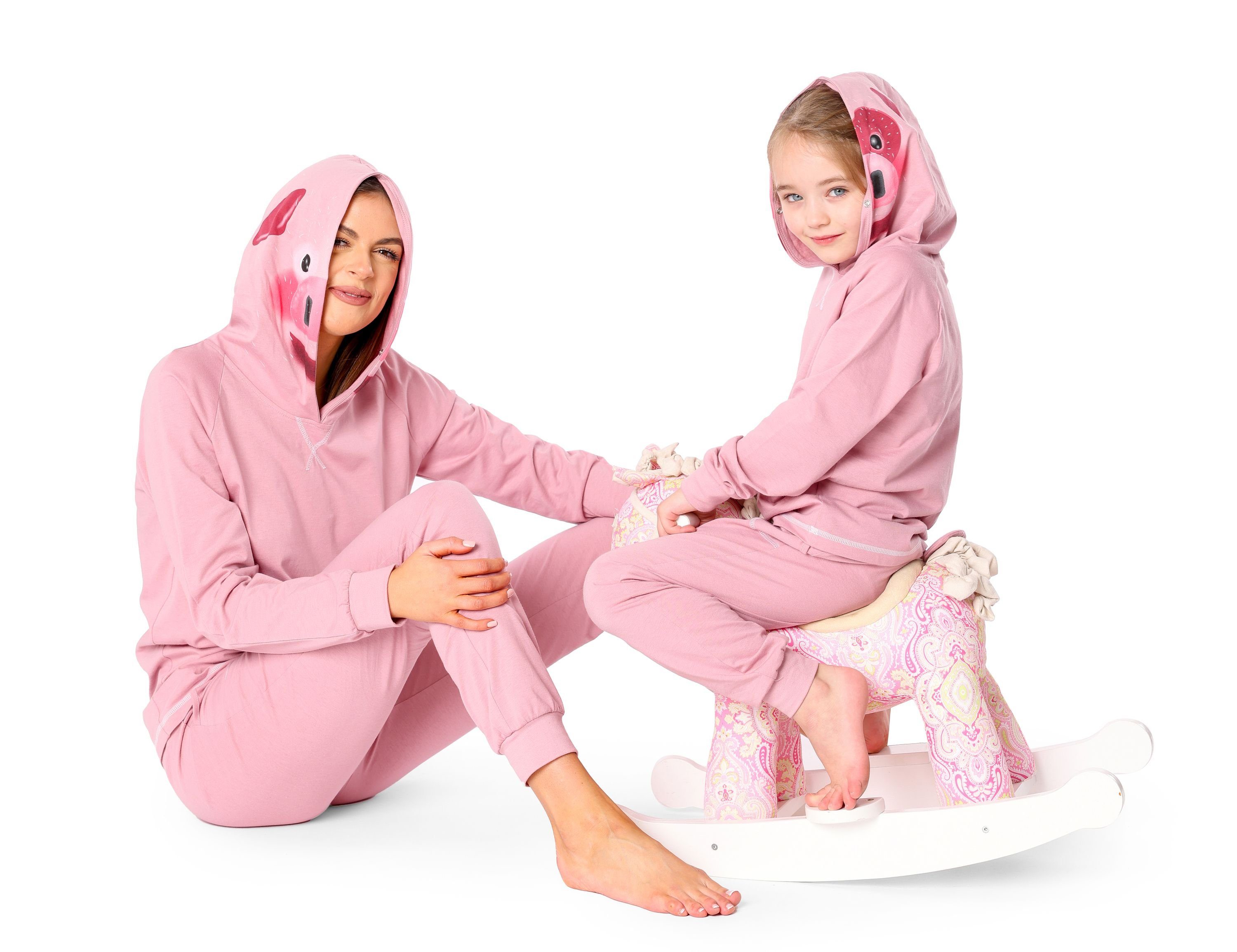 Schlafanzug Ladeheid Schlafanzug Schweinchen aus LA40-236 mit Verkleidung ohne Kapuze Rosa Baumwolle Kinder