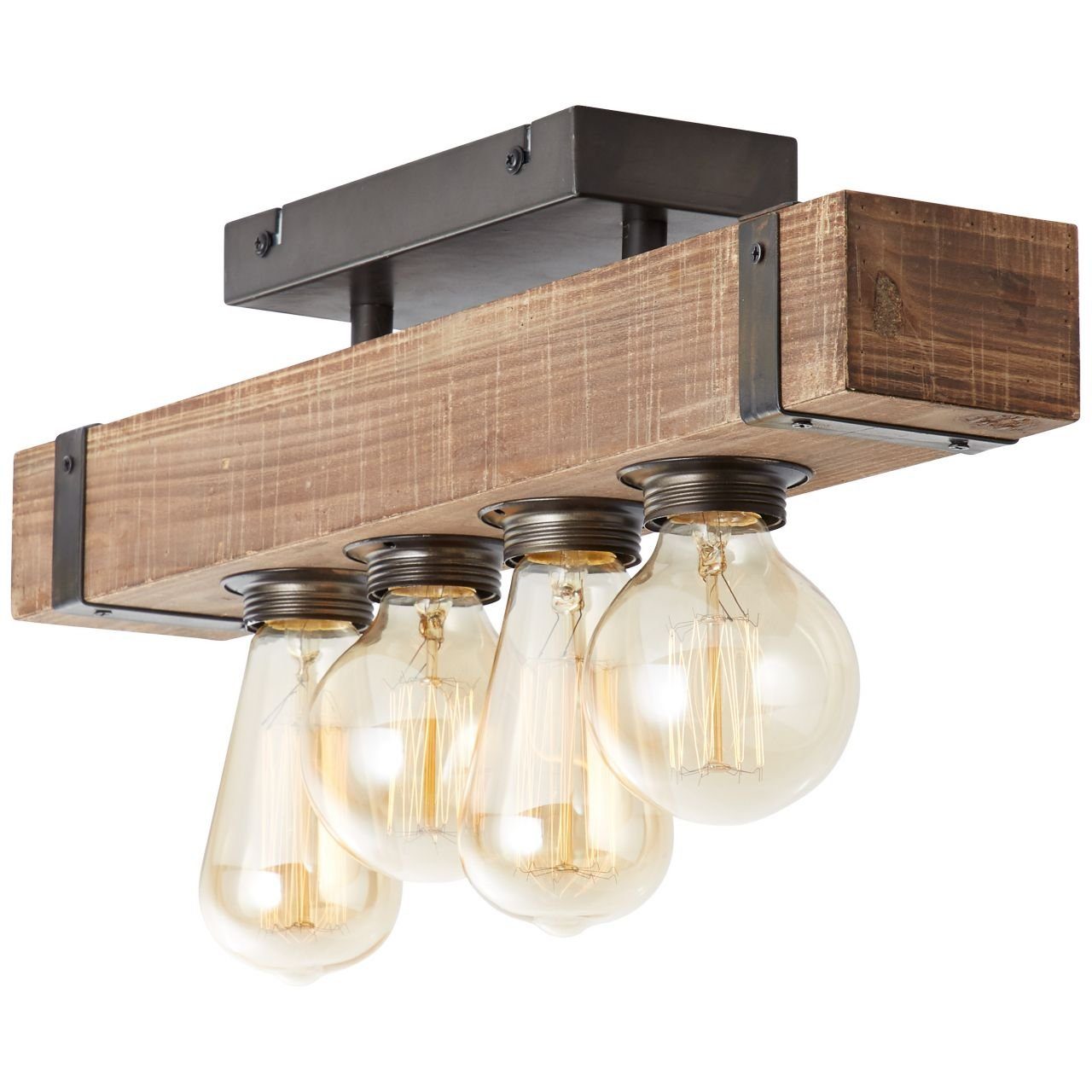 A60, 30W, Lampe 4flg Deckenleuchte Deckenleuchte 4x Brilliant Woodhill, Woodhill g. E27, antik/schwarz