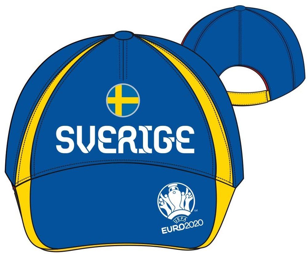 Fußball Sverige coole-fun-t-shirts Mädchen Jungen Blau Snapback + + EM Schirmmütze Schule, Europameisterschaft 54 und Einschulung Gr.52 Schirmmütze Kita, Base für Basecap Kinder SCHWEDEN