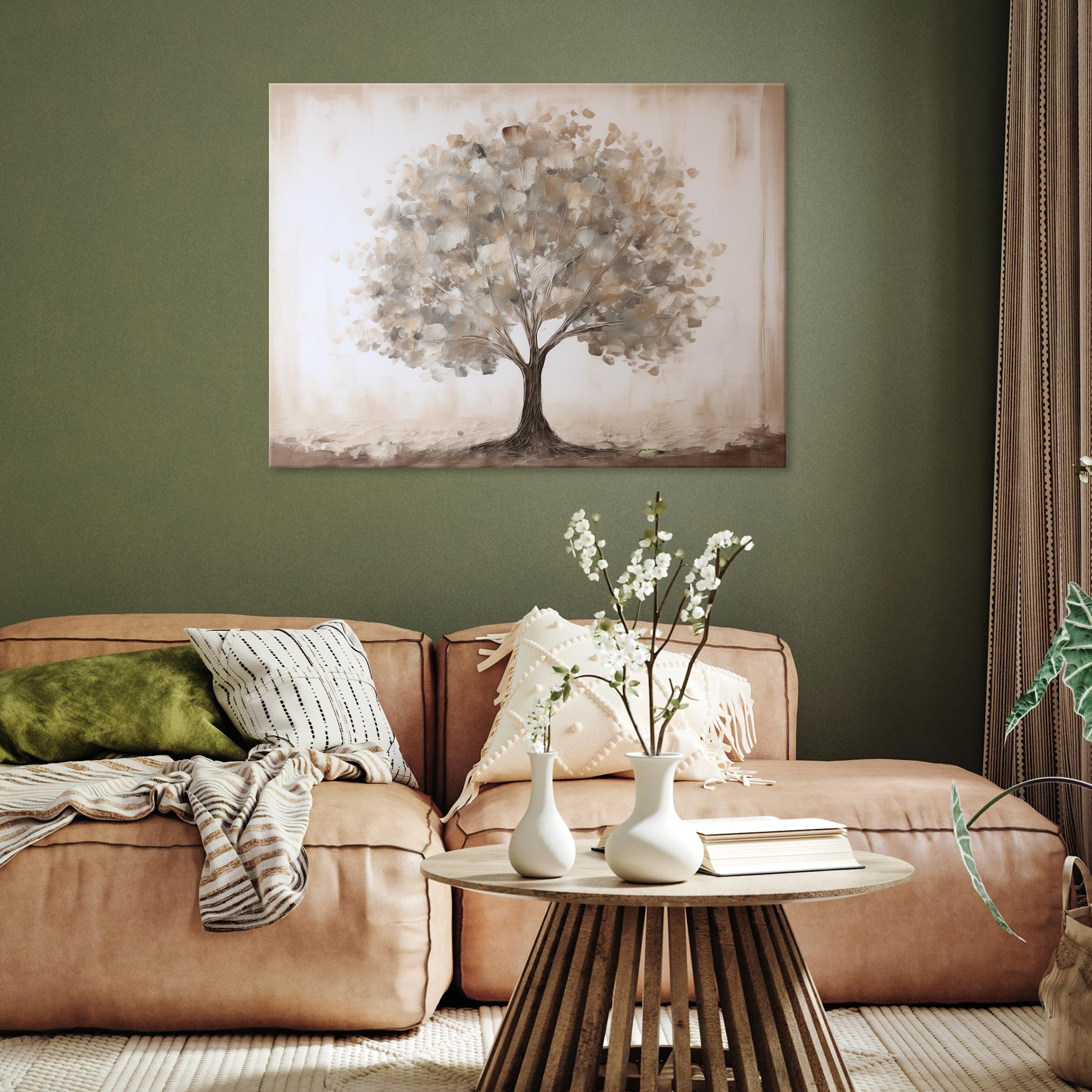 Wallarena Leinwandbild Baum Beige Vintage Wandbilder günstig online kaufen