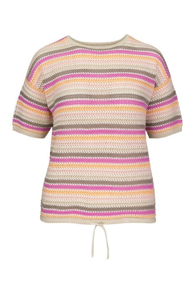 Kurzarmshirt – T-Shirt in moderner Strick-Optik mit Streifenmuster