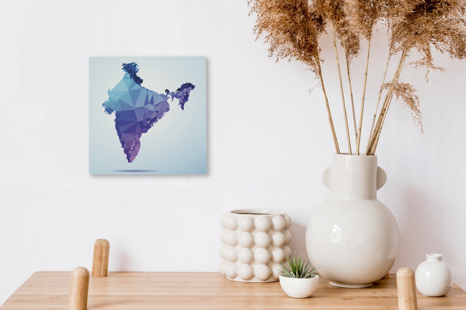 OneMillionCanvasses® Leinwandbild Illustration Wohnzimmer einer Bilder (1 violett-blauen Indien, St), für von Schlafzimmer Karte Leinwand