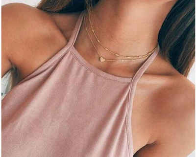 MAVURA Kette mit Anhänger »Damen Doppel Kette Halskette gold Herz 2er Set Blogger kurz Herzkette Doppelkette Statement Valentinstag«