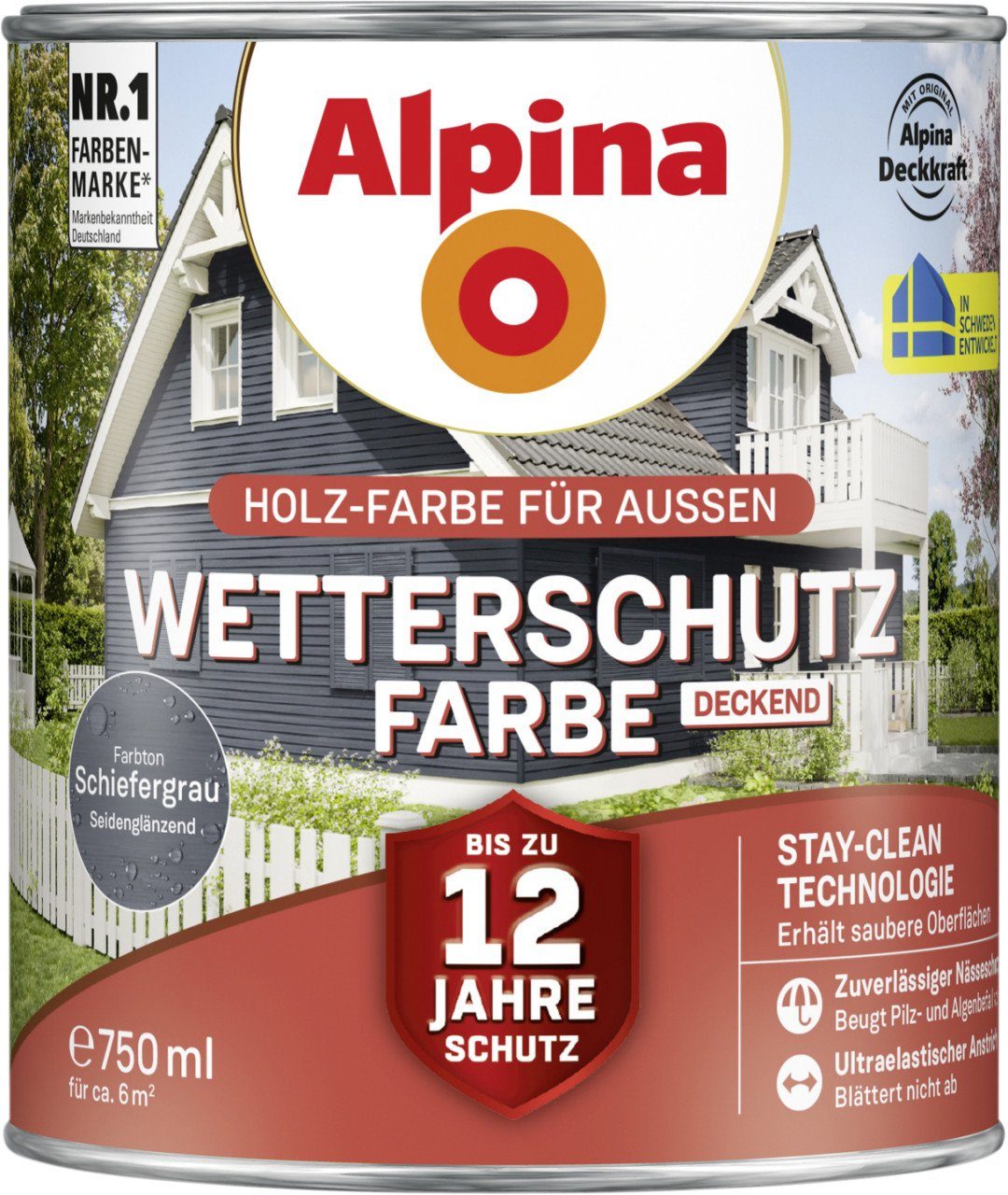 Alpina 0,75 Wetterschutzfarbe Alpina L deckend Holzschutzlasur