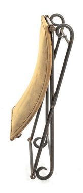 möbelando Hocker Bari, Hocker Gestell aus Stahlrohr roheisen, Sitzfläche aus Echt Leder gepolstert, klappbar