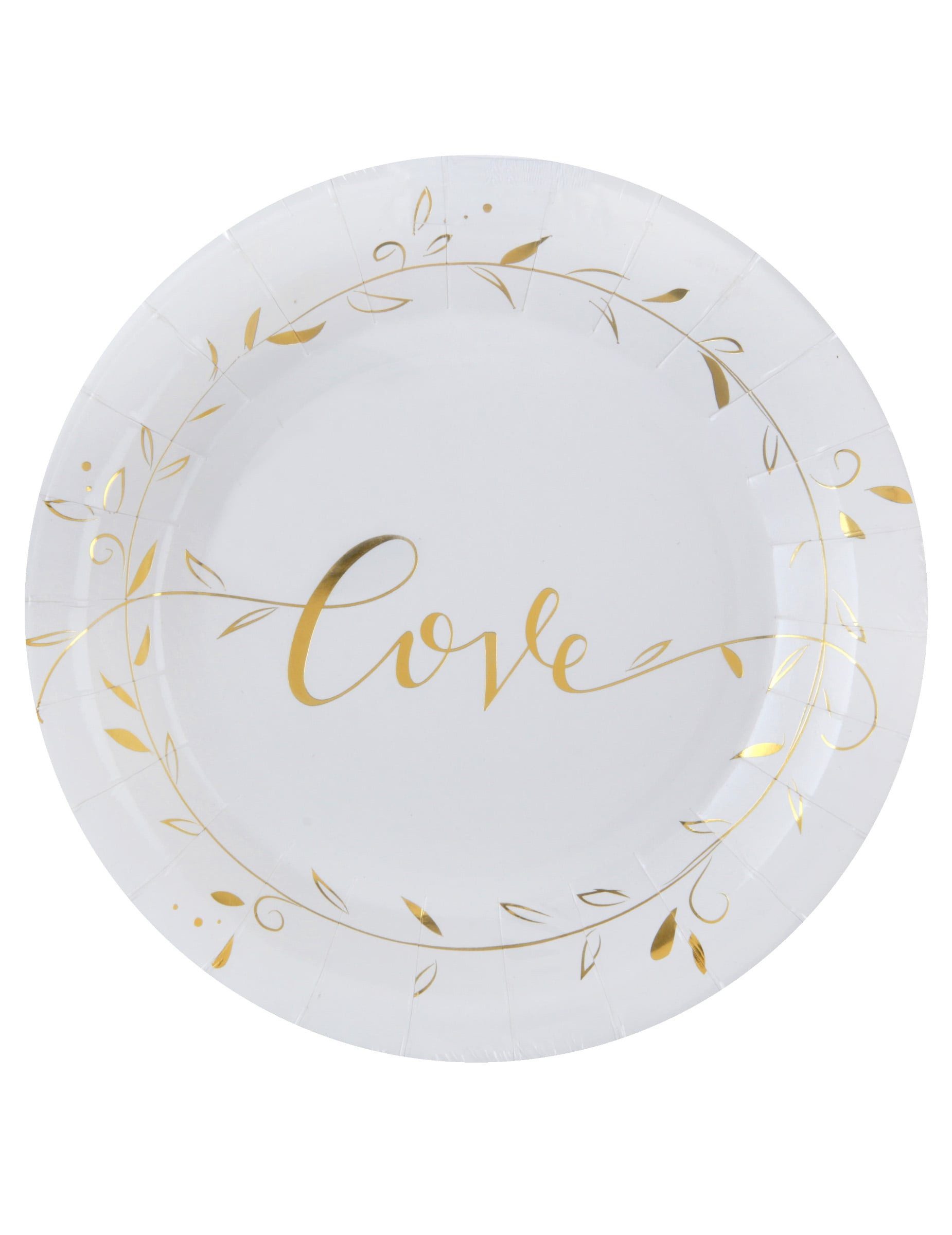 santex Kostüm 10 Pappteller Just Married Metallic Weiß 23 cm