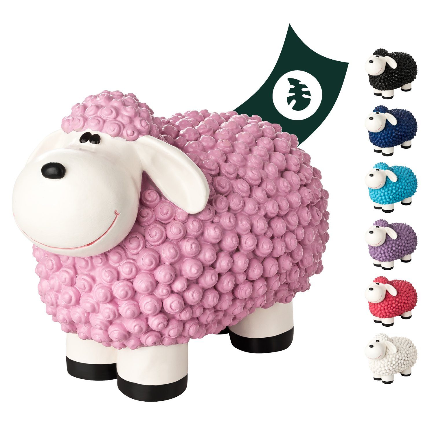 VERDOBA Gartenfigur Gartendeko Mini Schaf - Wetterfeste Gartenfigur - Deko Schaf für Außen, Polyresin Pastell rosa