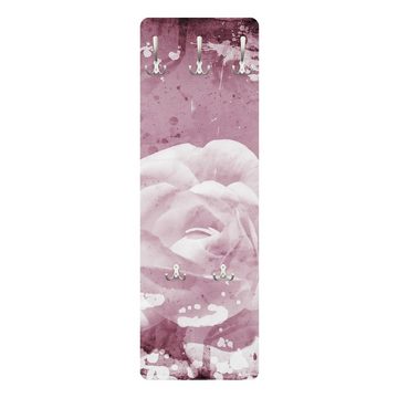 Bilderdepot24 Garderobenpaneel Design Blumen Floral Antique Pink (ausgefallenes Flur Wandpaneel mit Garderobenhaken Kleiderhaken hängend), moderne Wandgarderobe - Flurgarderobe im schmalen Hakenpaneel Design