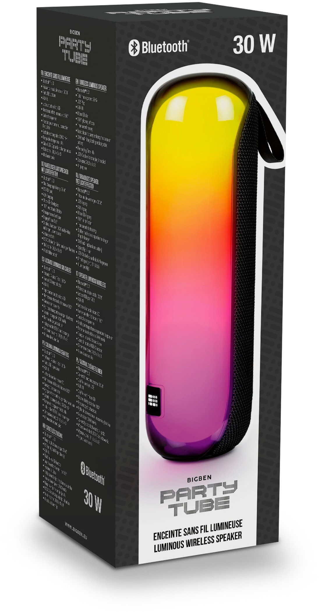 BigBen Bluetooth portabler Lautsprecher Party Tube schwarz Disco AU388350 Bluetooth-Lautsprecher