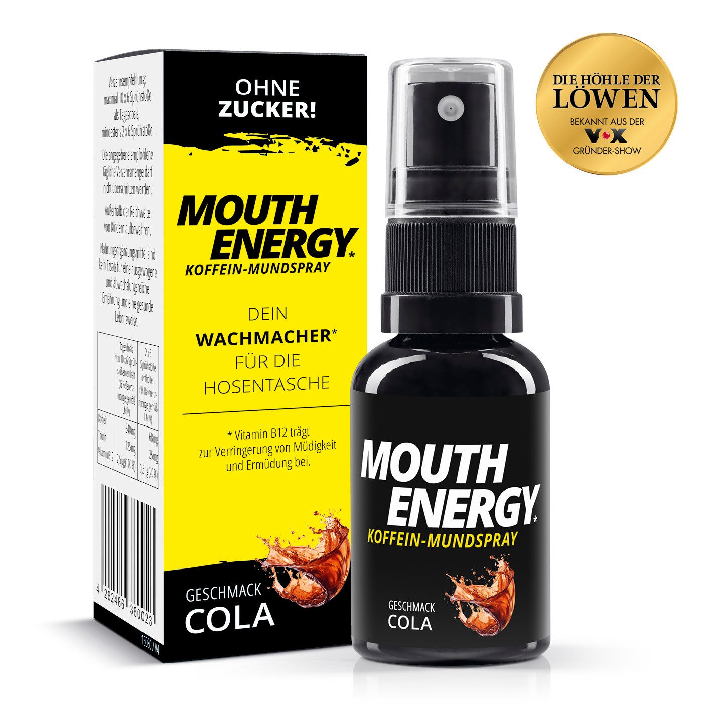 MOUTH ENERGY Koffein-Mundspray - Wachmacher mit Vitamin B12 & Taurin, ohne Zucker Sprühflasche, 30 ml