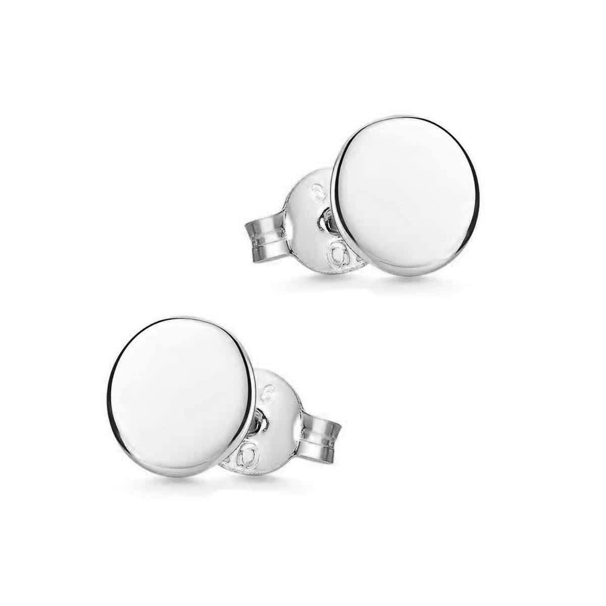 Materia Paar Ohrstecker Unisex Silber Plättchen Flach Rund Ø3-7mm SO-438, 925 Sterling Silber, rhodiniert