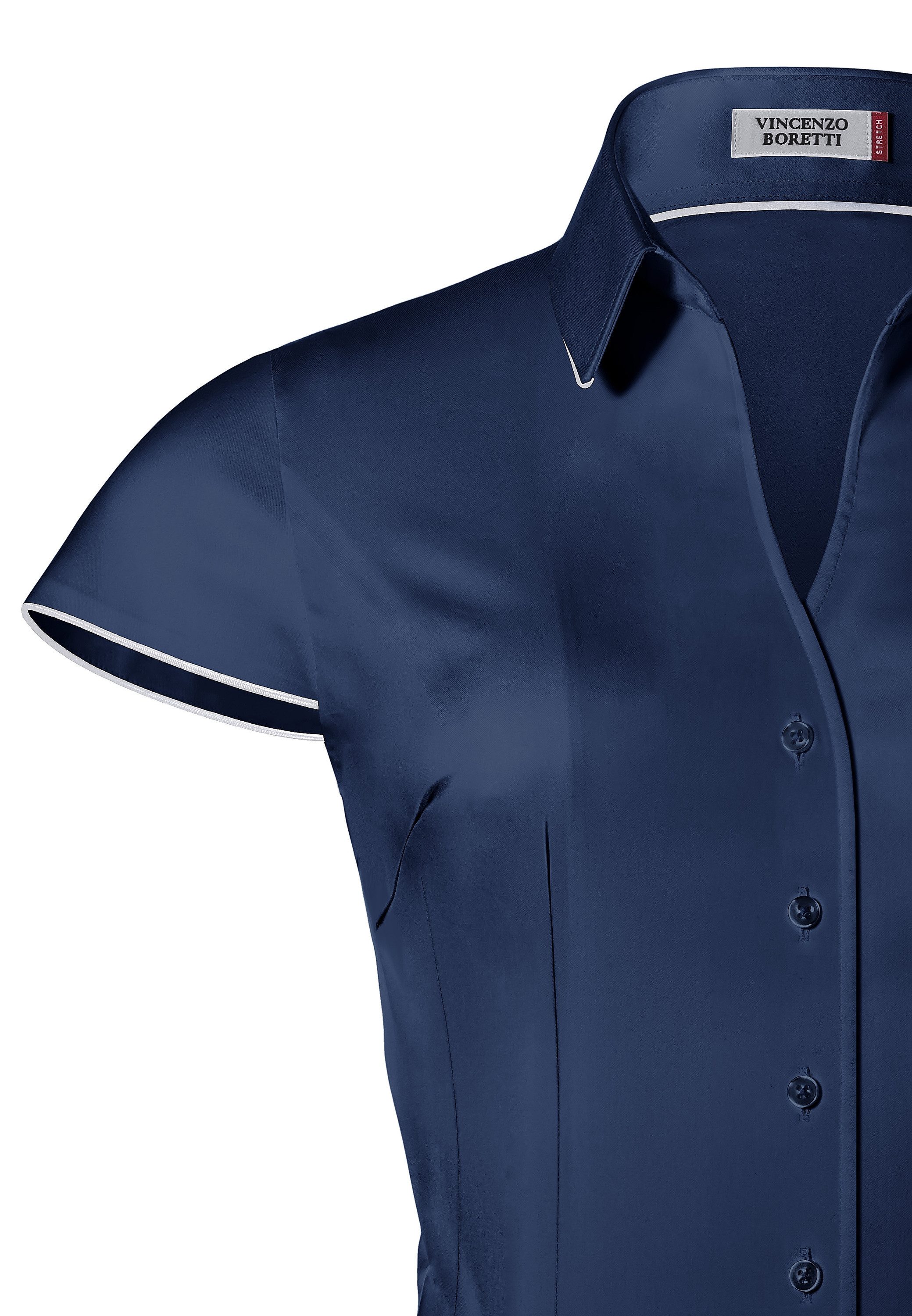 Vincenzo Boretti Klassische Bluse tailliert stretch Kurzarm