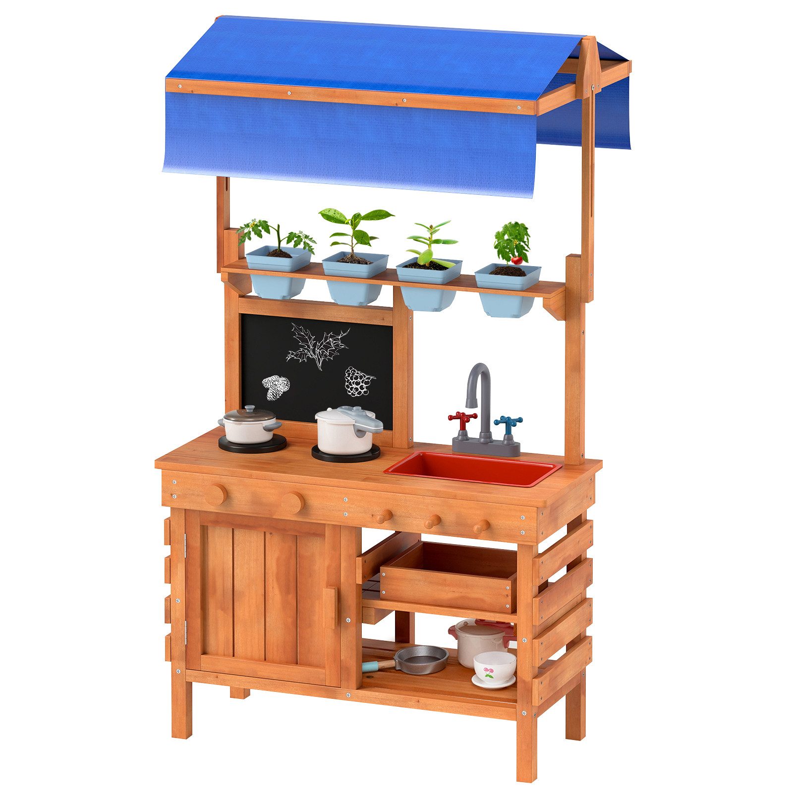 COSTWAY Outdoor-Spielküche Holz, Kinderküche Holz mit günstig online kaufen