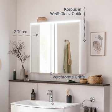 FACKELMANN Badezimmerspiegelschrank Verona LED-Spiegelschrank – vormontiert, hängend