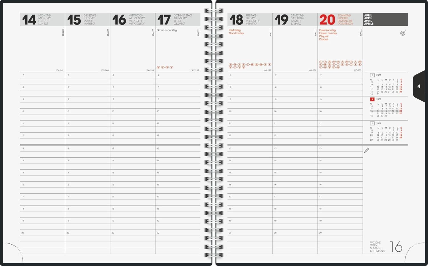 BRUNNEN Ringbuchkalender Mod. Manager Wt 7 weektimer 2026 schwarz