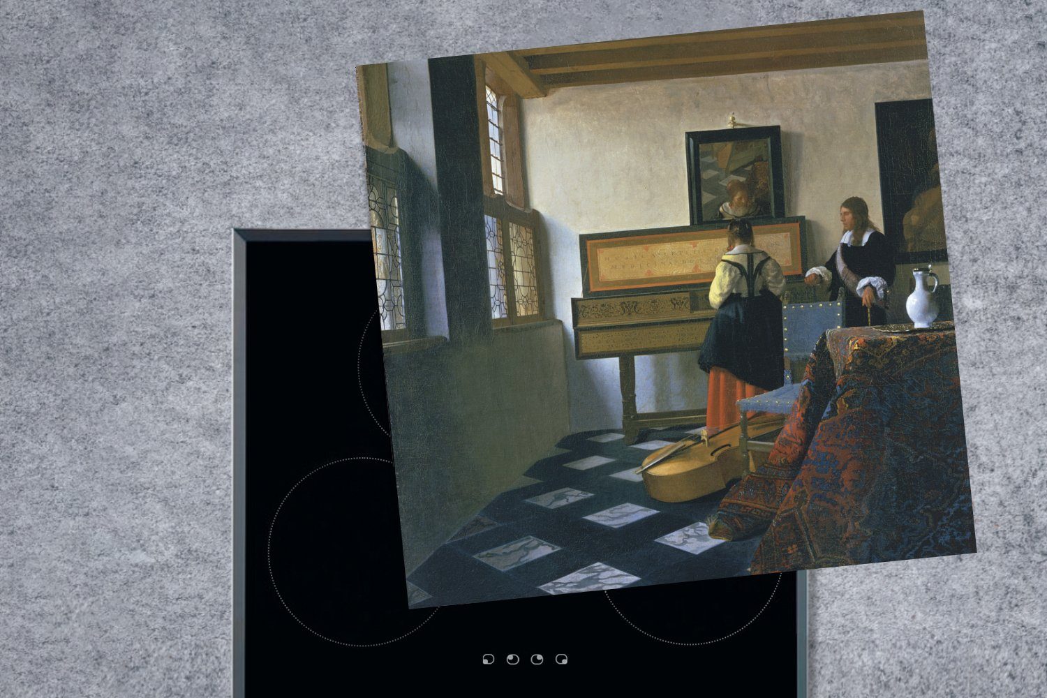 tlg), Vinyl, Ceranfeldabdeckung, Herdblende-/Abdeckplatte Musikstunde (1 Die für Vermeer, Johannes Arbeitsplatte MuchoWow 78x78 küche cm, -