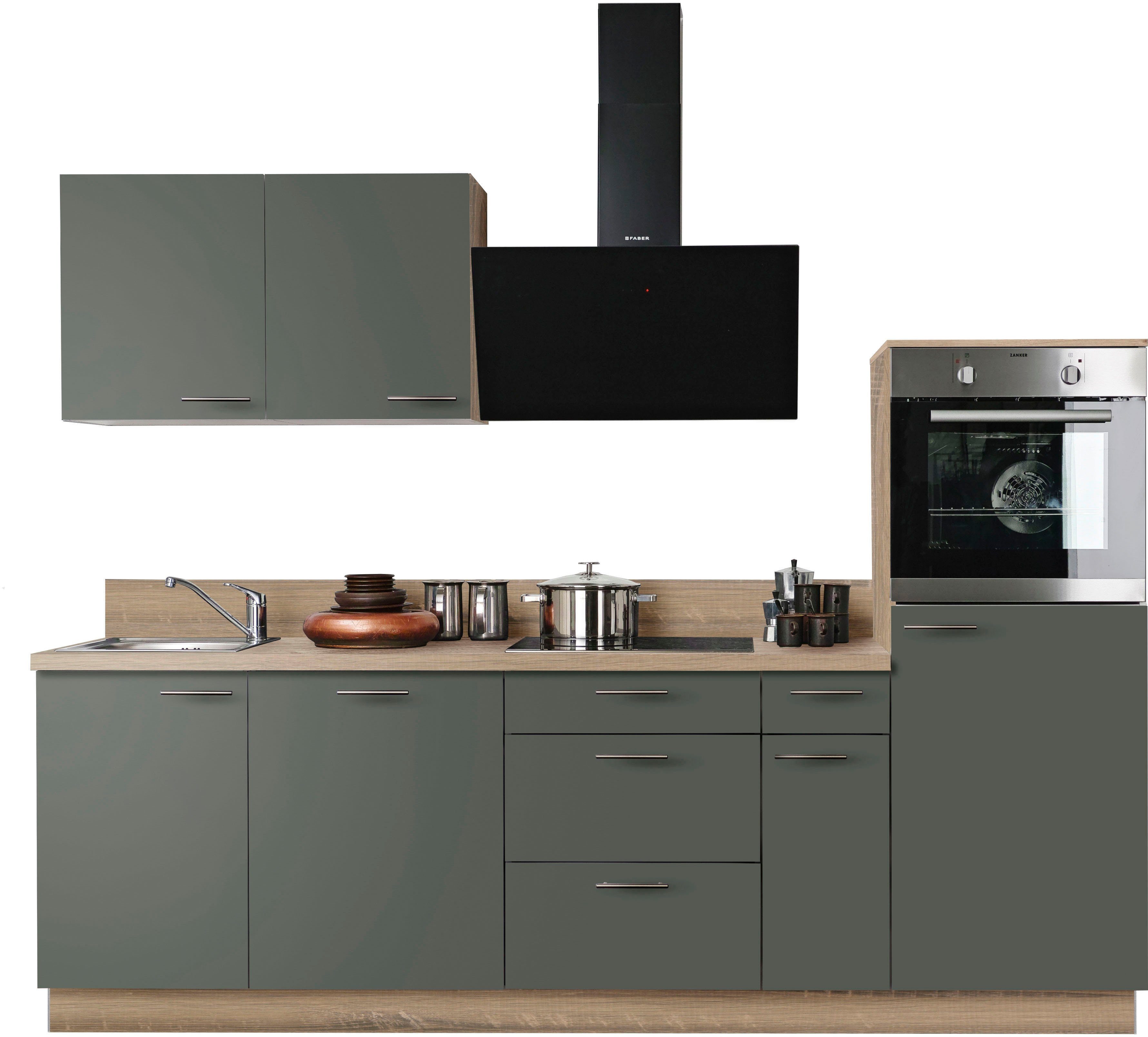 Express Küchen Küchenzeile »Scafa«, ohne E-Geräte, vormontiert, mit  Vollauszügen und Soft-Close-Funktion, Breite 260 cm online kaufen | OTTO